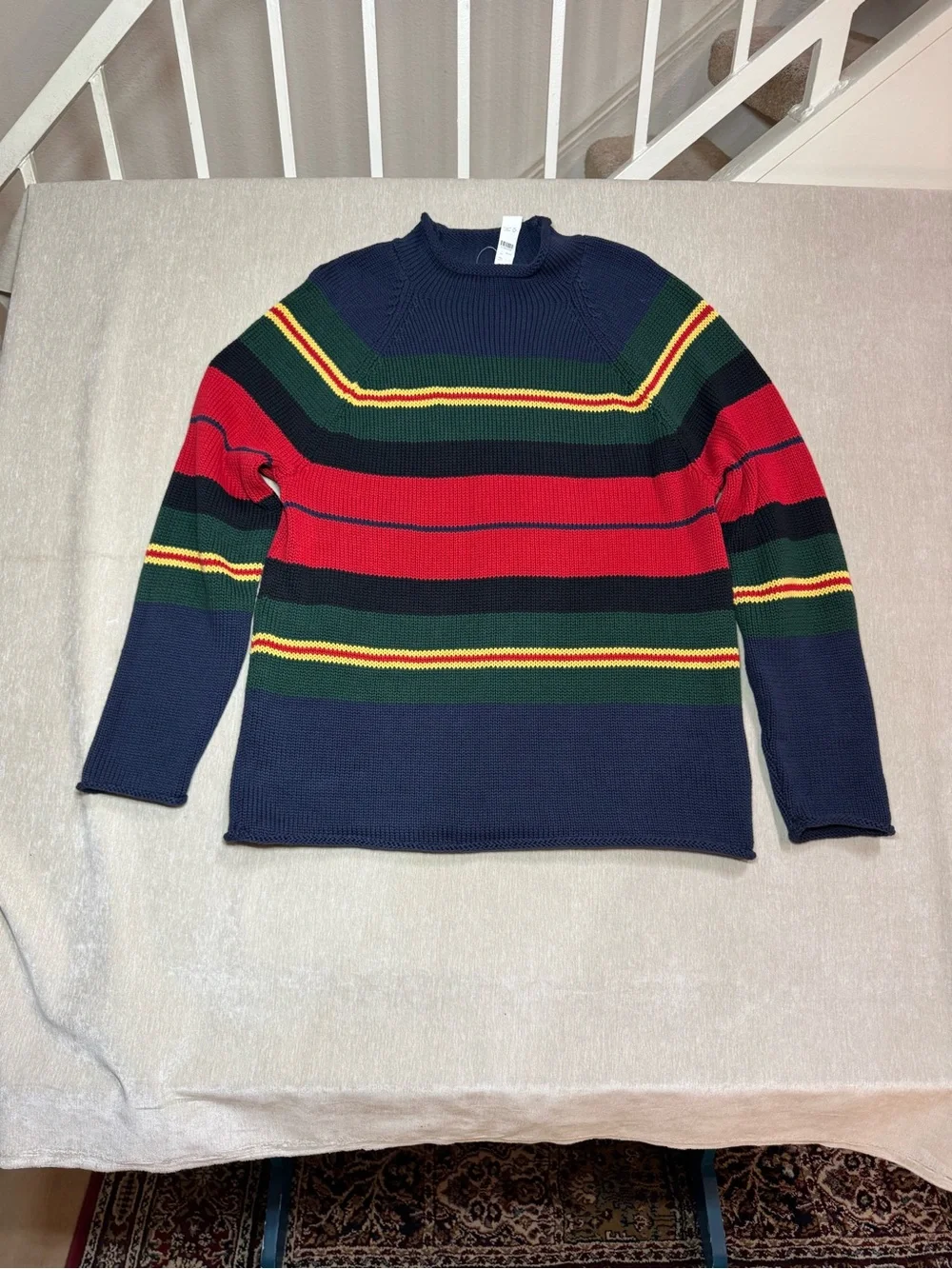 1988 J. Crew Rollneck Sweater in Cotton Rugby Stripe - Picture 2 of 5